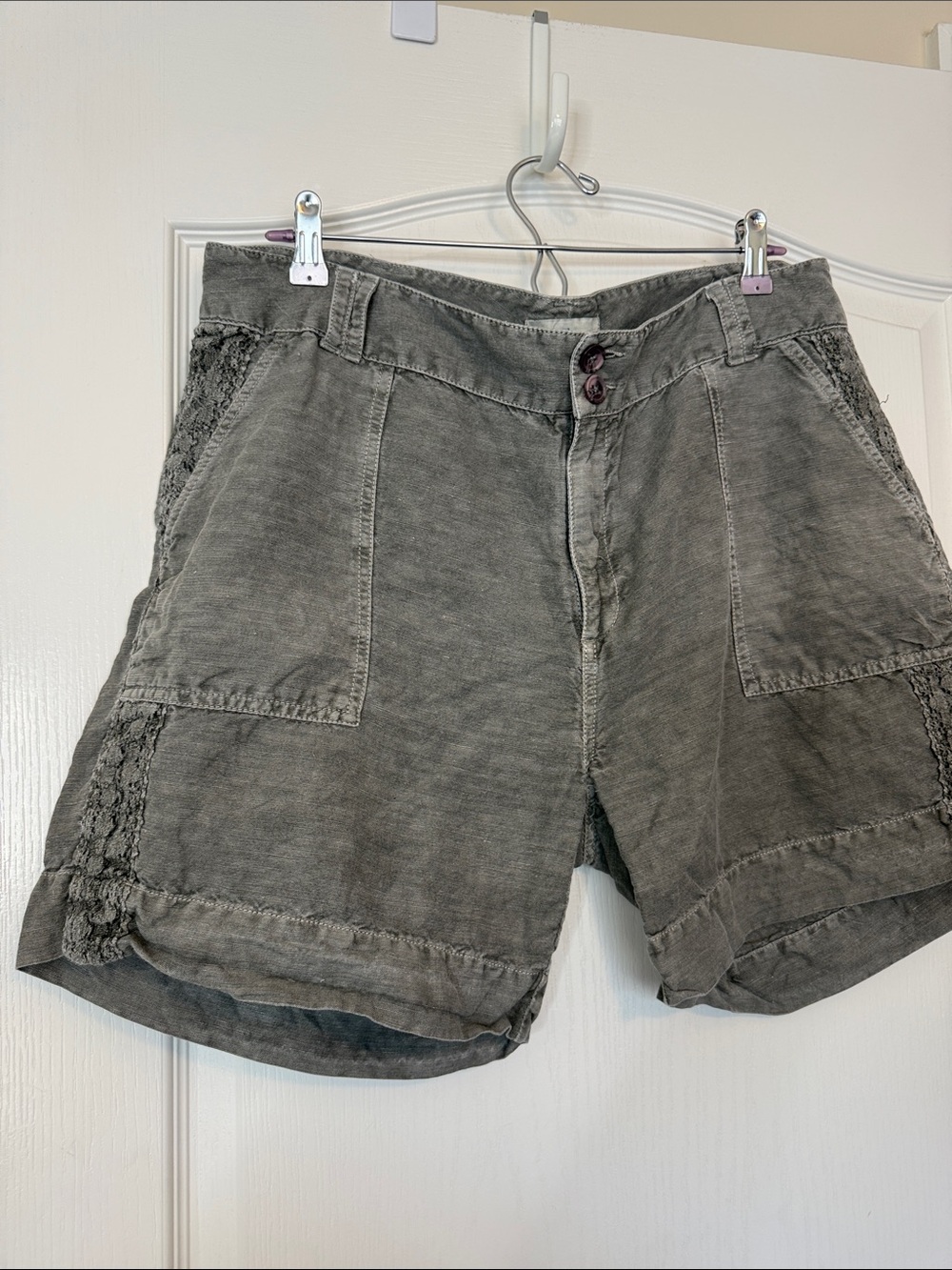 Sundance Linen / Cotton Blend Utility Shorts Gray Size 16 - Picture 4 of 13